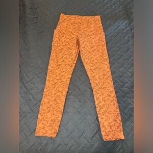 REI Vibrant Orange Leggings with Abstract Design